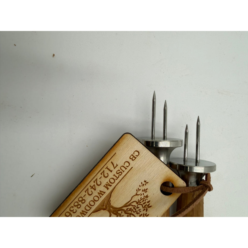 Hand Turned Sweet Corn Holders with Wood Handles, stainless steel prongs, hardwood options, durable kitchen tool, gift boxed