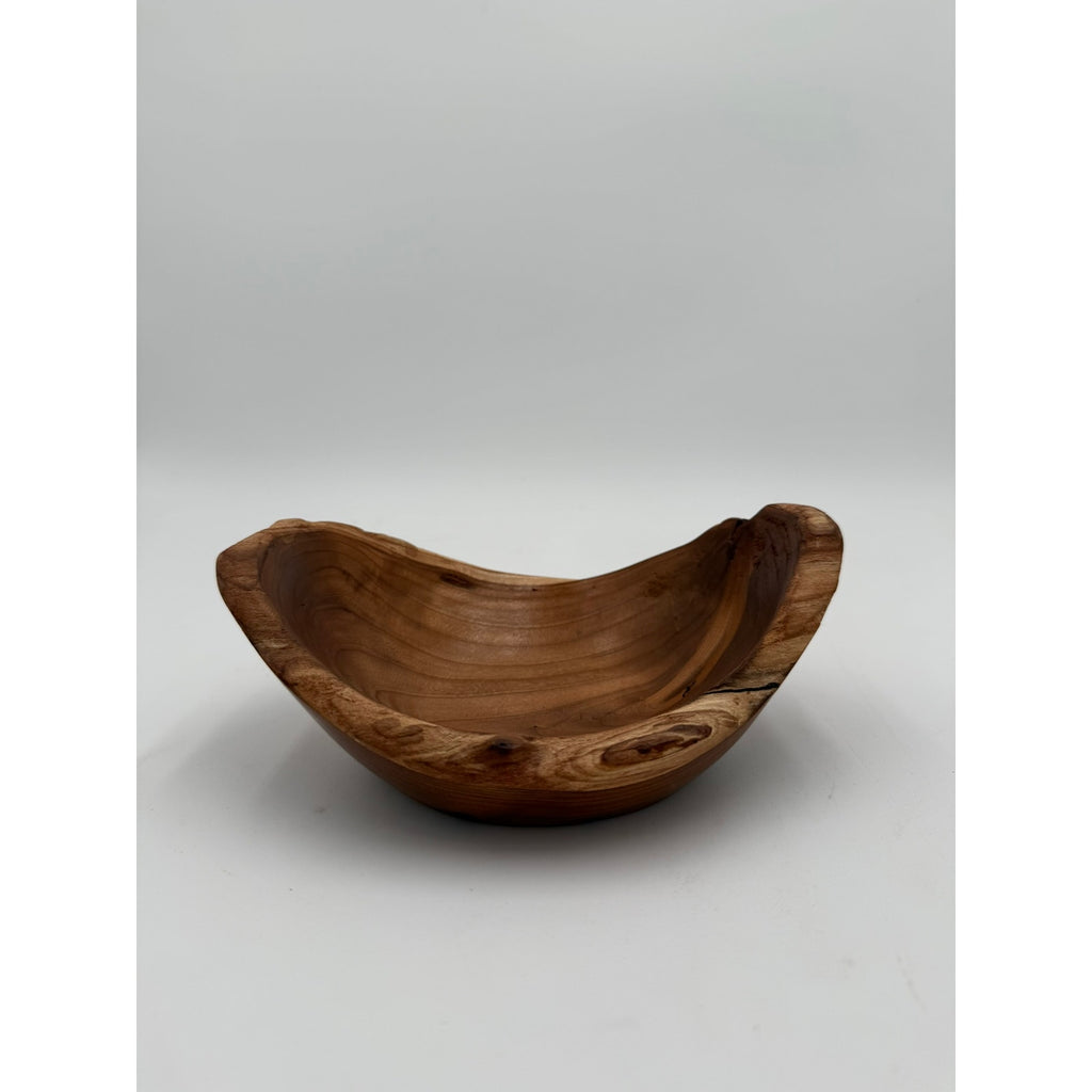 Live Edge Black Cherry Hand Turned Bowl, 7.5 x 5.5 x 2.5 in, food safe finish, rustic decor, functional gift