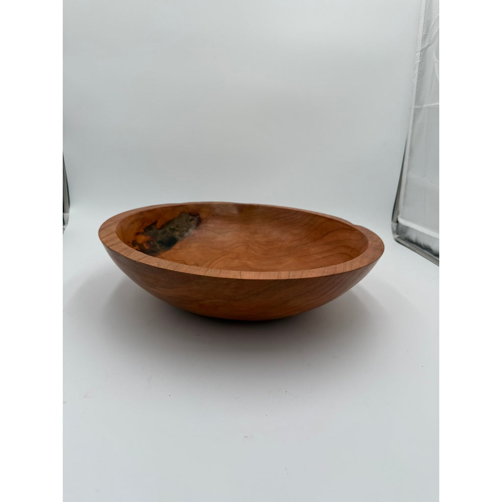 Handturned Wood Bowl, Black Cherry, Unique 16x5, Large Bowl, Rare Decor, Epoxy Embellishment, Handmade Gift