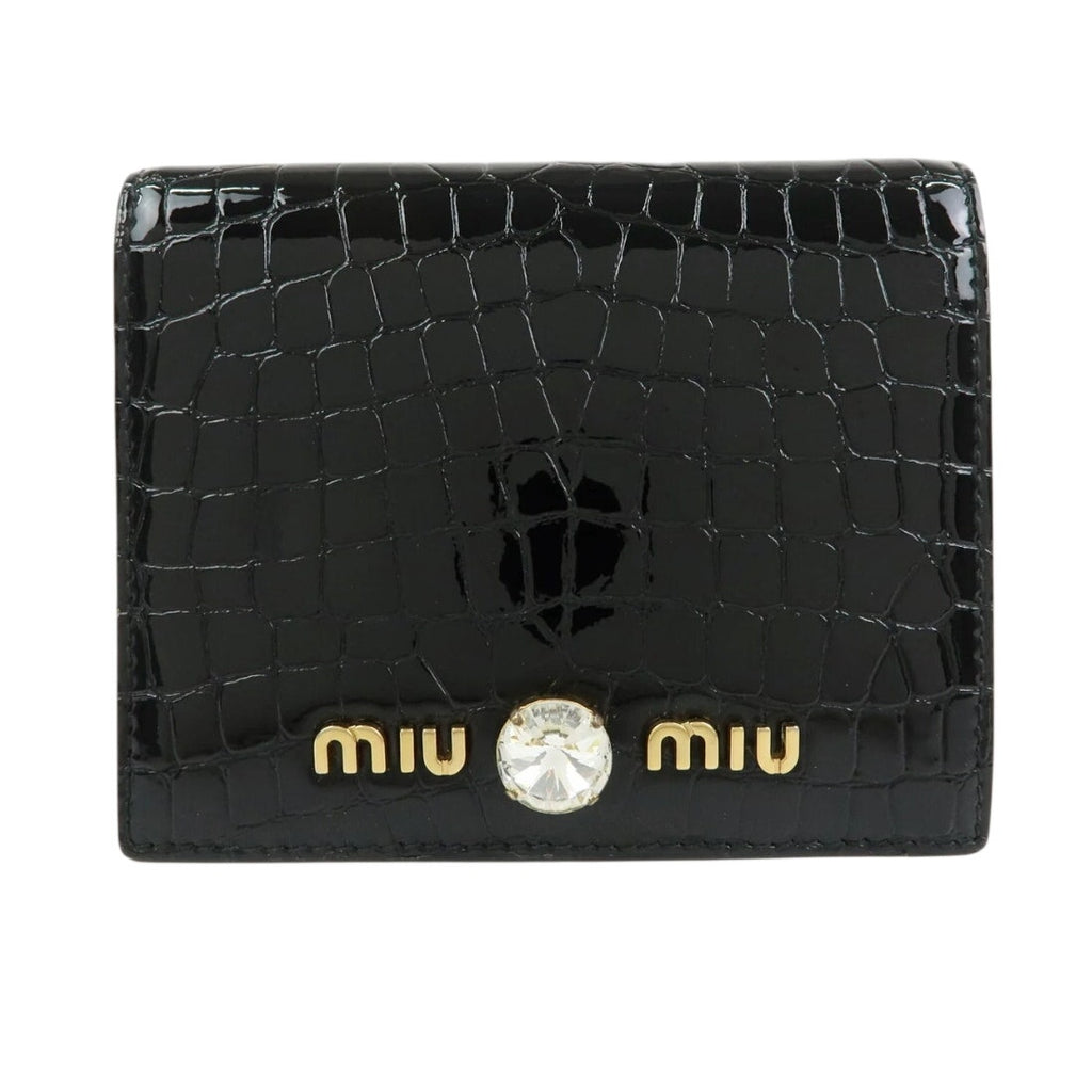 MIU MIU embossed patent leather bi-fold compact wallet