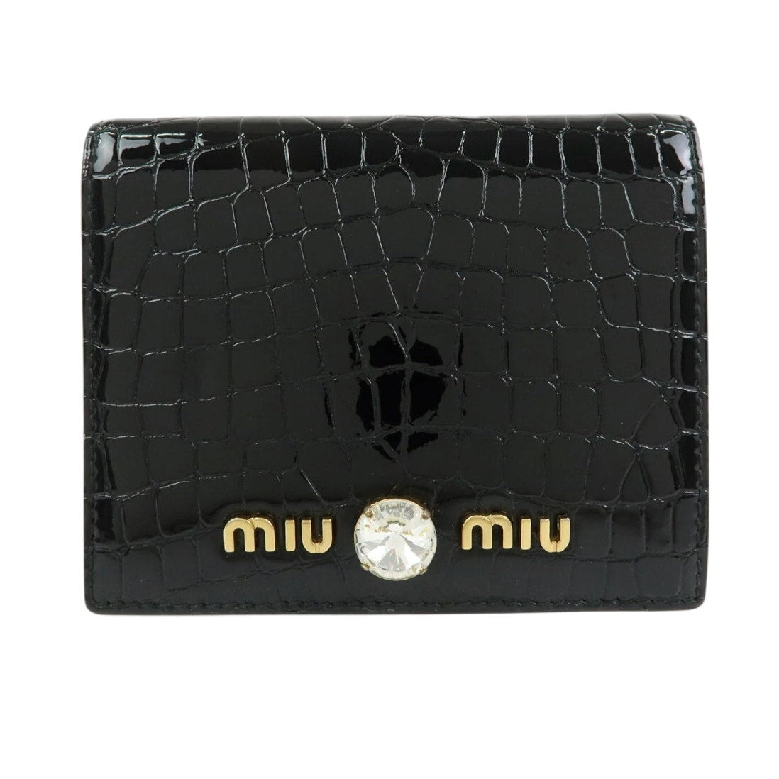 MIU MIU embossed patent leather bi-fold compact wallet