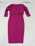 Badgley Mischka Bateau Neckline Knee-Length Dress Magenta M Women's - Image 1