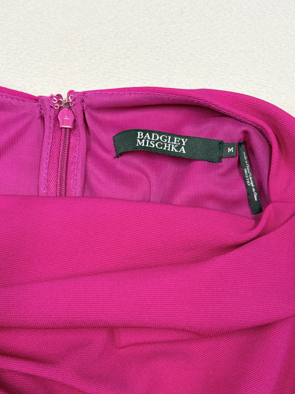 Badgley Mischka Bateau Neckline Knee-Length Dress Magenta M Women's - Image 3