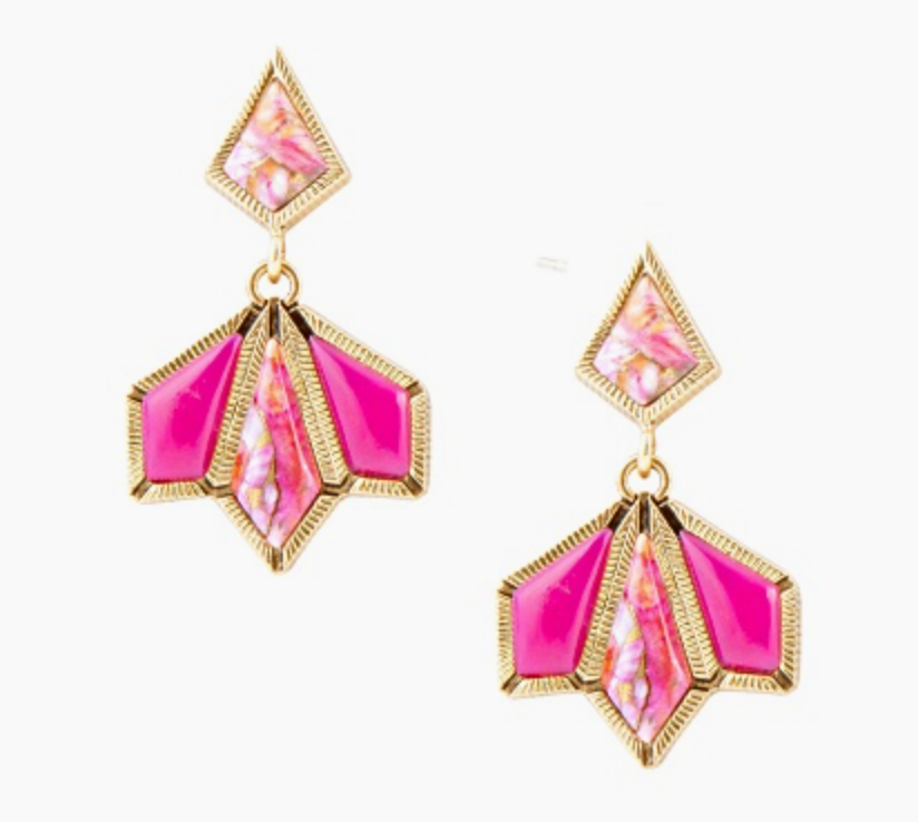 Barse Pink Agate and Spiny Oyster Shell Matrix Gold Earrings Women's - Image 4