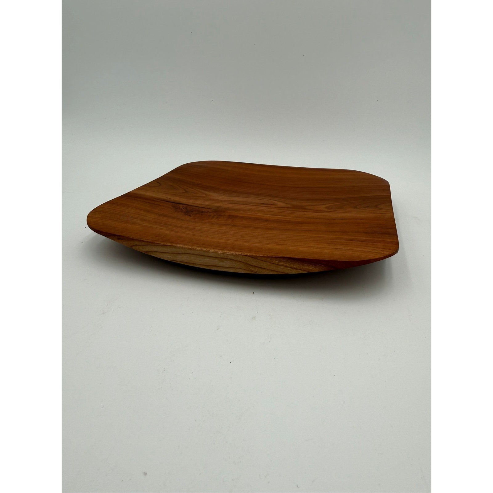 Square Cherry Hand Turned Wood Bowl, 9x9x1.52 inches, handmade serving dish, food safe finish, modern rustic decor