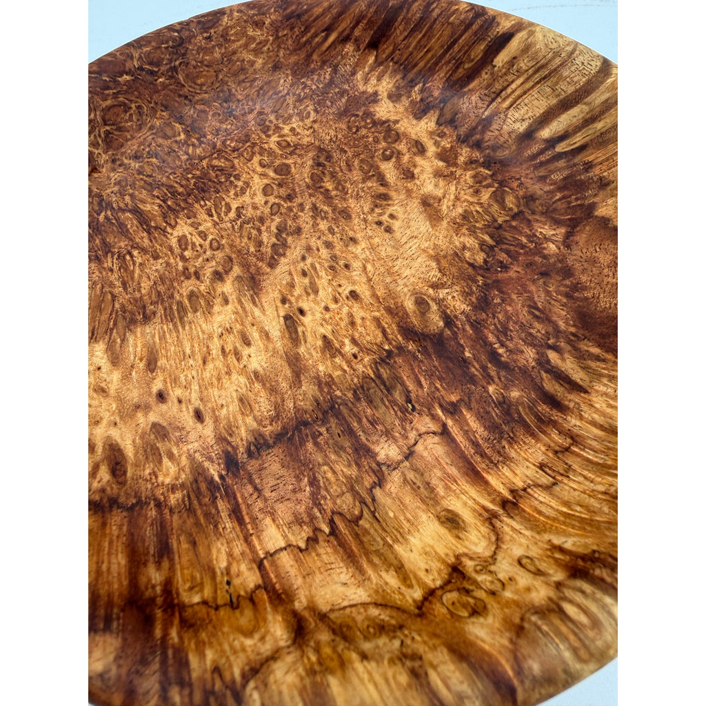 Avocado Burl Hand Turned Wood Bowl, 7.75 x 1.5 inches, food safe finish, handcrafted, one of a kind
