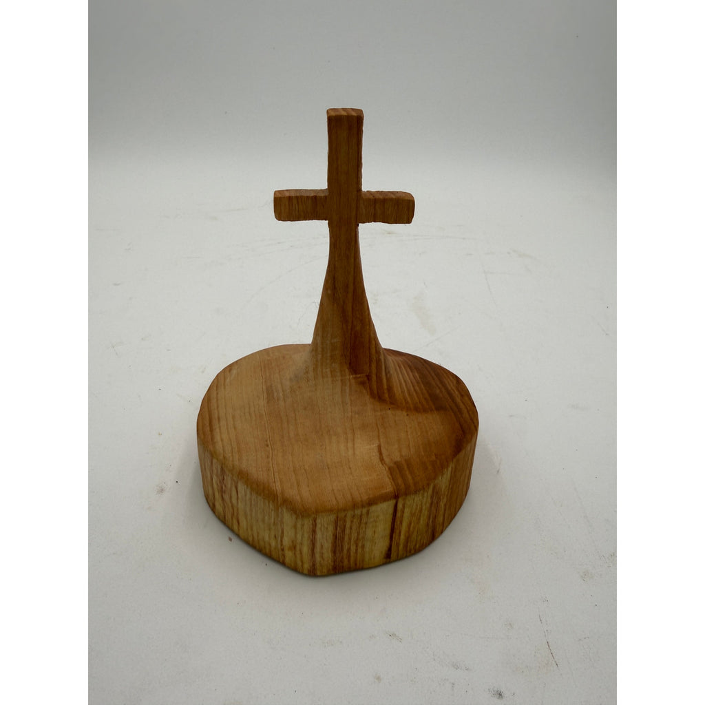 Handcrafted Honey Locust Wooden Cross Statue, solid wood, small tabletop decor, rustic log cross, handmade gift