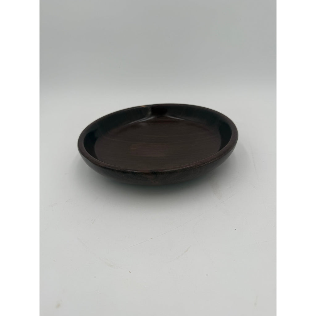 Minimal Dark Wood Serving Bowl 9x2, hand crafted, functional dish, rustic modern decor, small fruit or snack