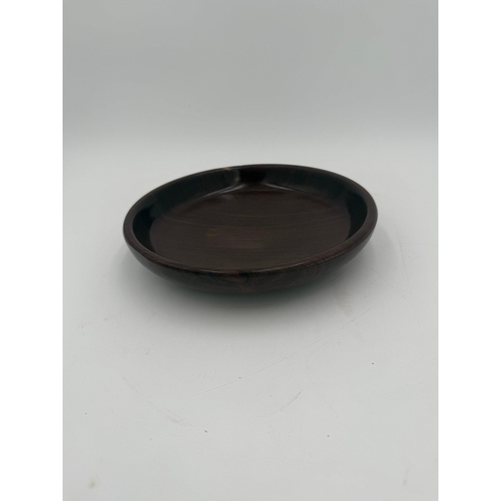 Minimal Dark Wood Serving Bowl 9x2, hand crafted, functional dish, rustic modern decor, small fruit or snack