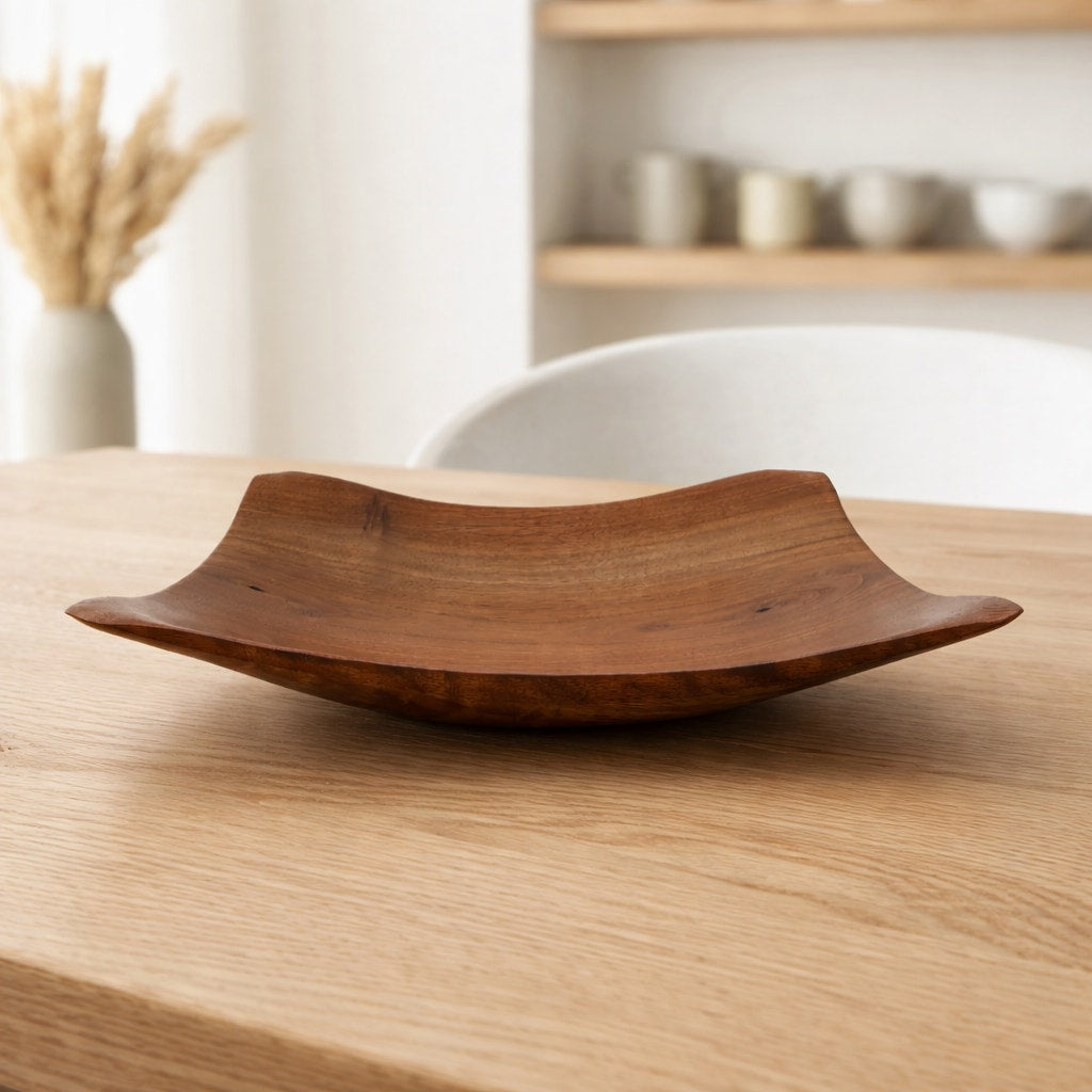 Hand Turned Walnut Square Bowl 8x8x2 for Home Decor, handmade wood bowl, unique centerpiece, functional catchall