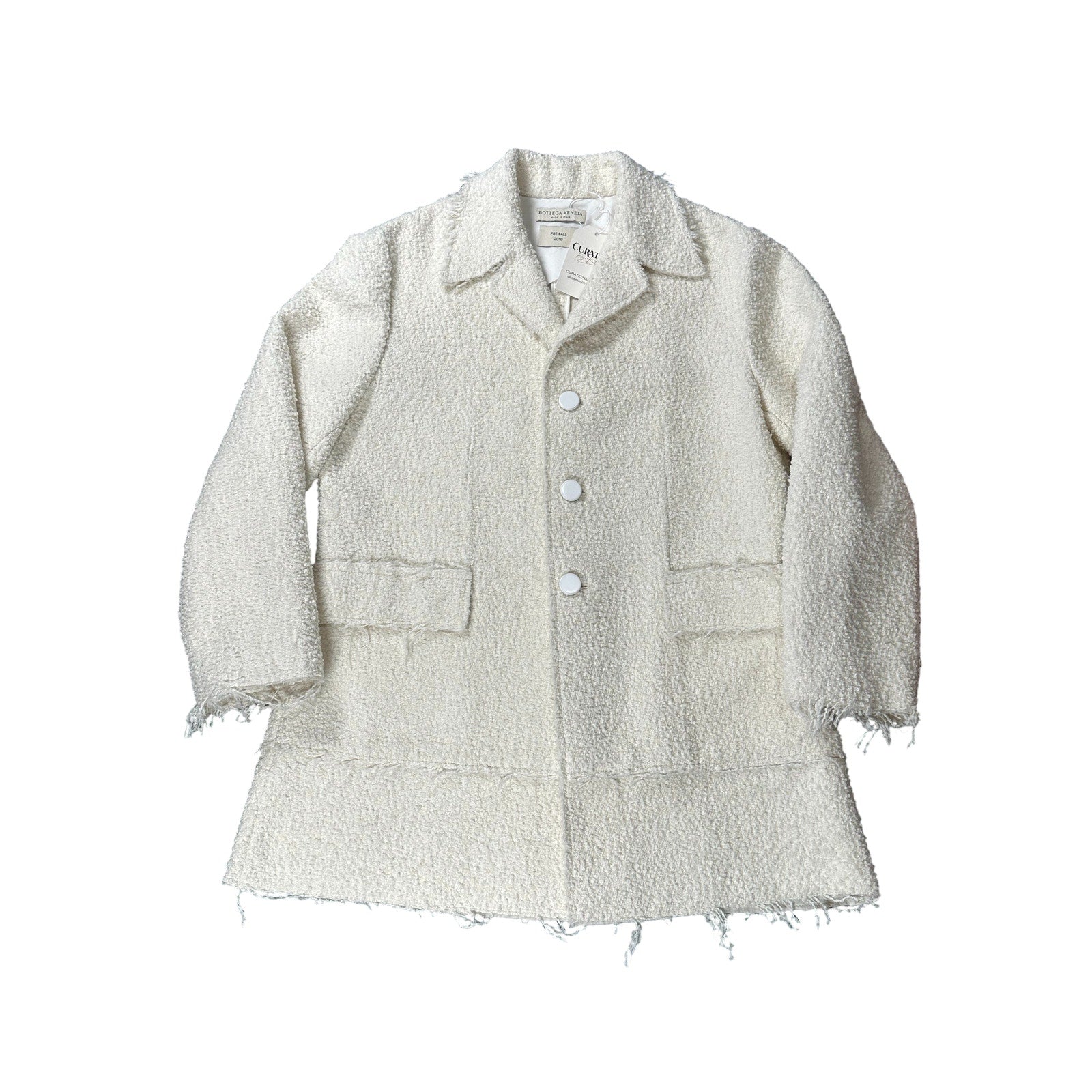 Bottega Veneta Pre-Fall 2019 Bouclé Jacket Winter White Size 48