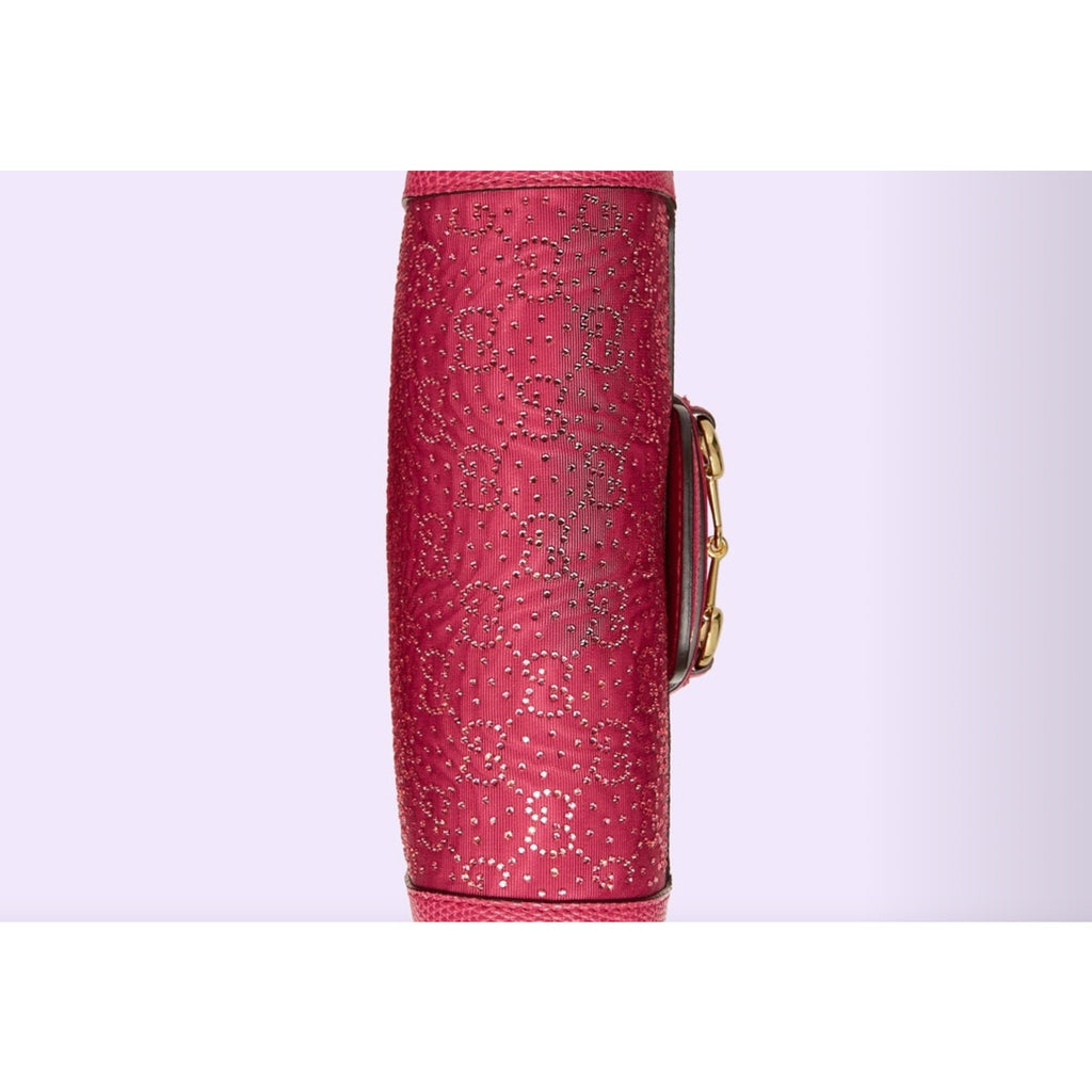Gucci Mini 1955 Horsebit Pink Lizard Leather & Crystal Bag EXOTIC NIB