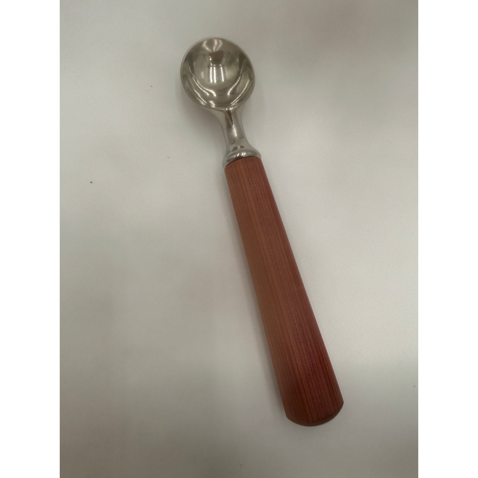 Wood Handle Ice Cream Scoop Kitchen Tool, Stainless Steel Hardware, 8 Inch Long, SKU 1438 1439O 1440 1441