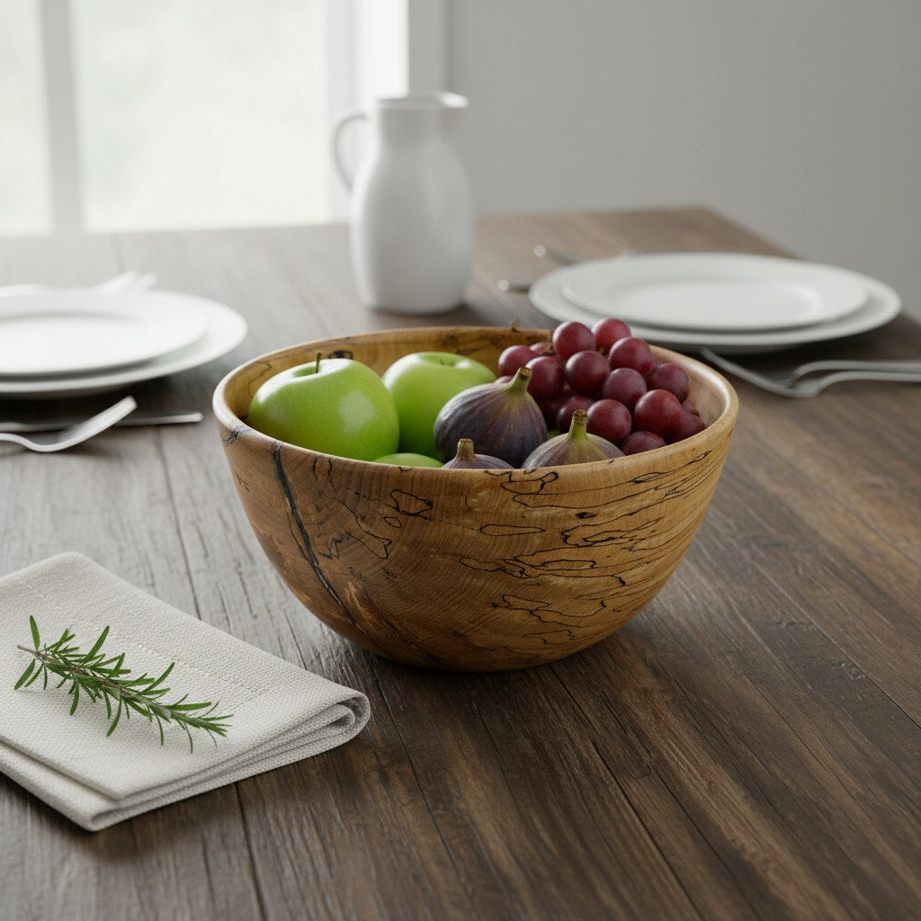 Decorative Spaulted Maple Bowl - Hand Turned