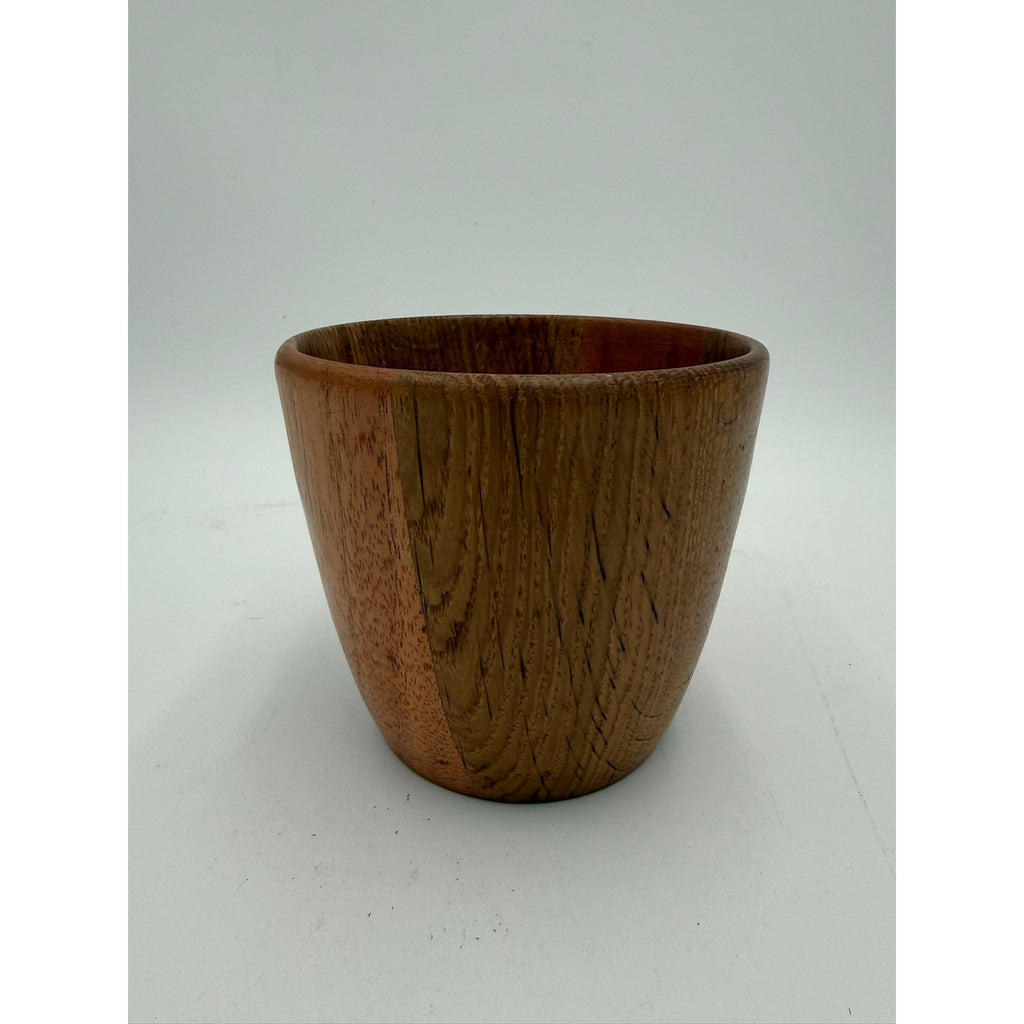 Hand Turned White Oak and Mahogany Bowl, 5 x 4.25 in, handmade wood vessel, food safe finish, decorative yet functional