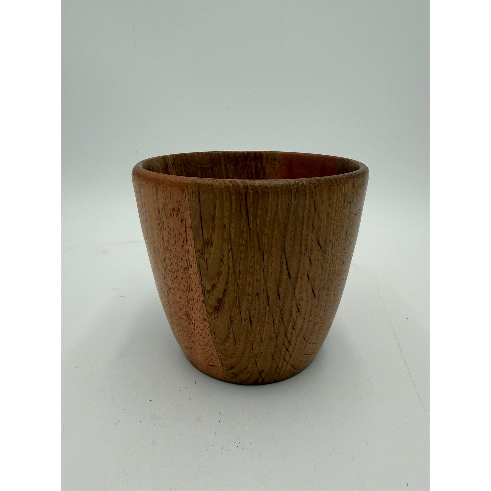 Hand Turned White Oak and Mahogany Bowl, 5 x 4.25 in, handmade wood vessel, food safe finish, decorative yet functional