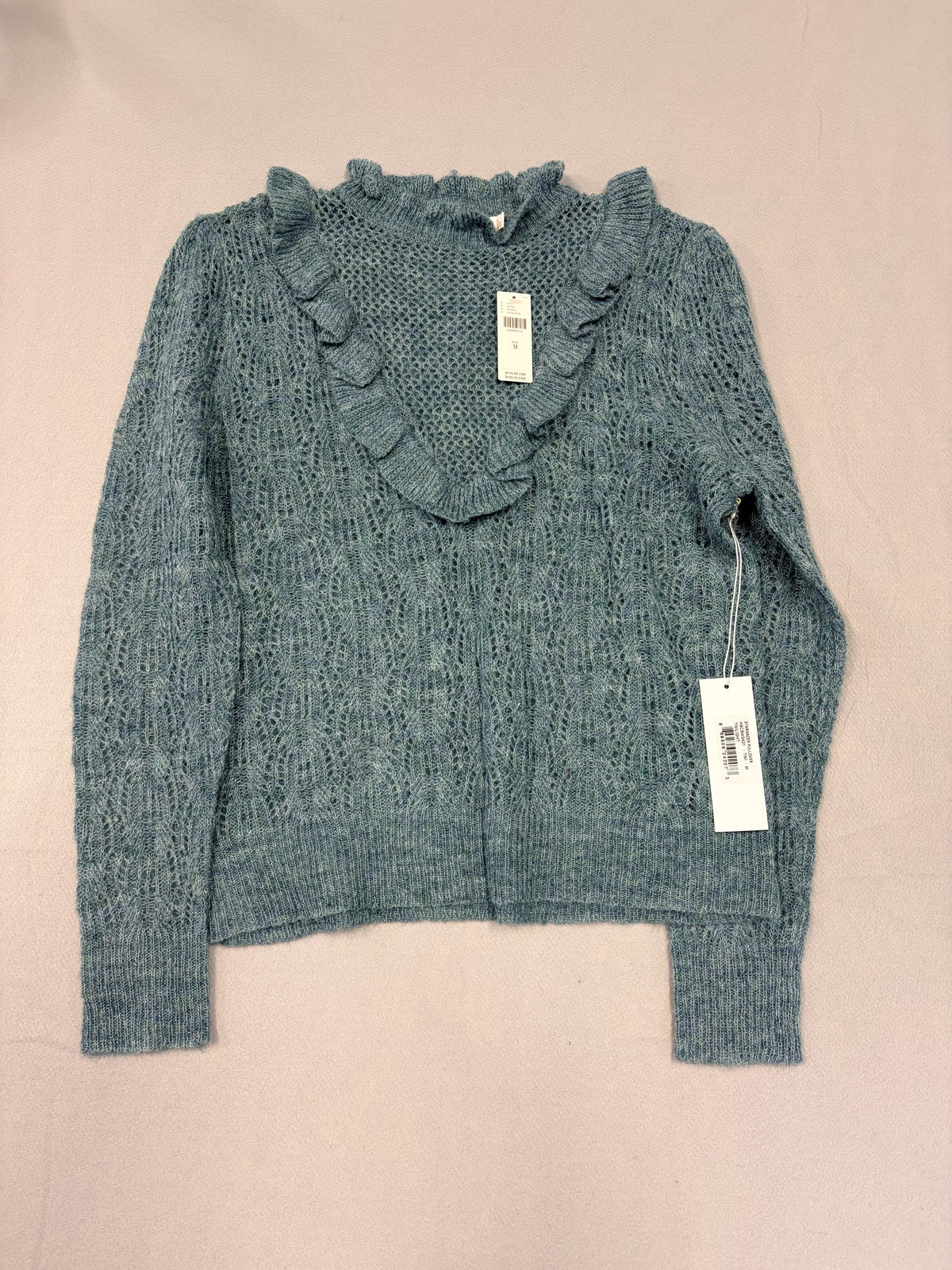 Bishop + Young Turquoise Fringe Knit Sweater NWT Size M - Medium / Teal / New with Tags - Image 1