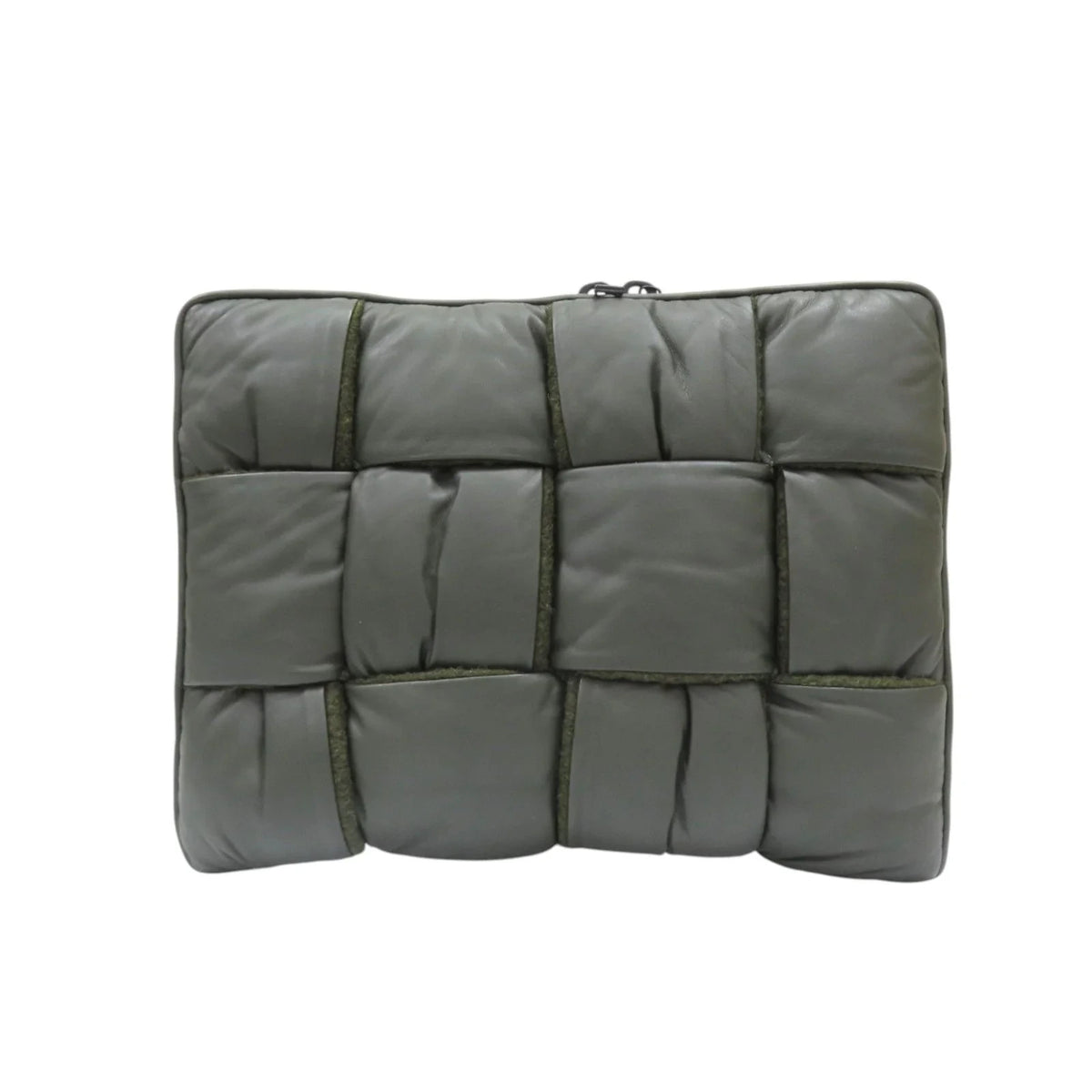 6042 - Bottega Veneta Intrecciato Padded Clutch Dark Green - Image 14