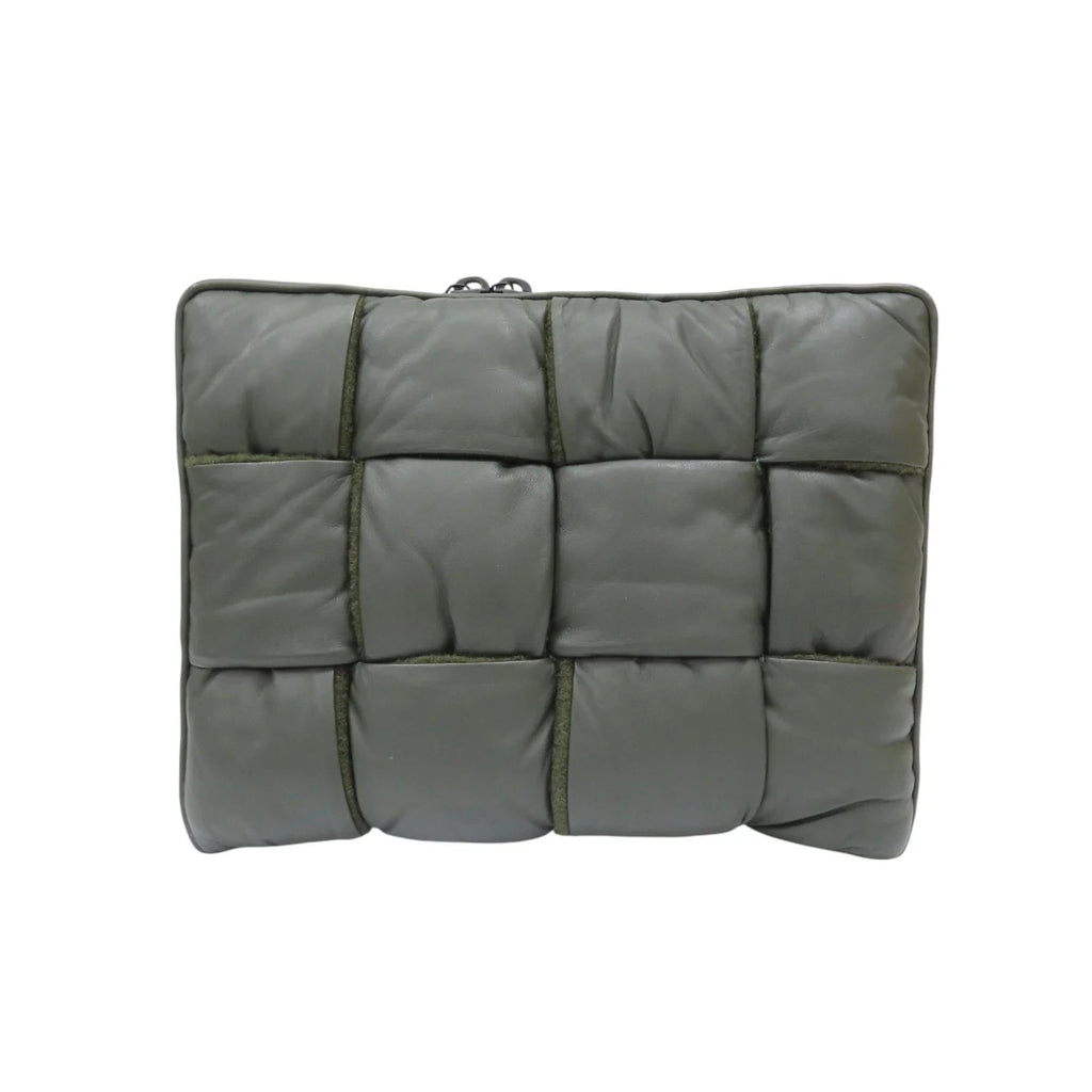 6042 - Bottega Veneta Intrecciato Padded Clutch Dark Green - Image 1