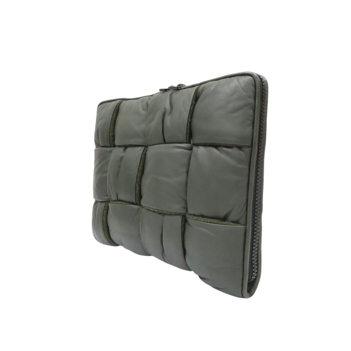 6042 - Bottega Veneta Intrecciato Padded Clutch Dark Green - Image 9