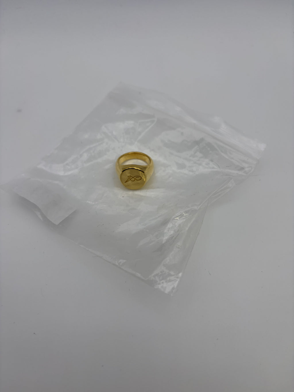 BRY Gold Initial A Signet Ring Script A Engraved Initial - Image 1