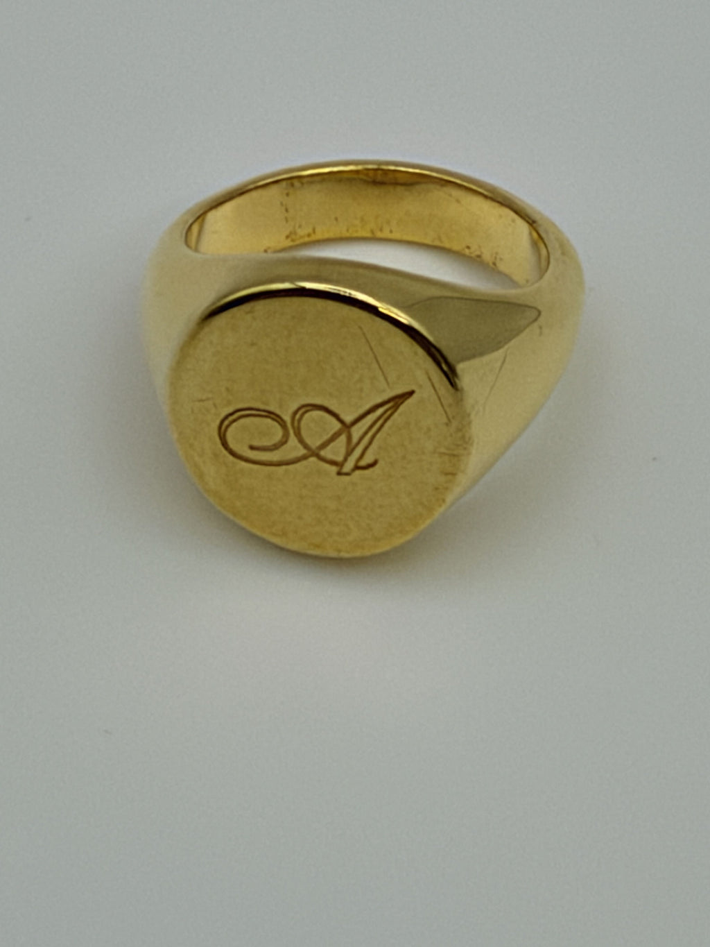 BRY Gold Initial A Signet Ring Script A Engraved Initial - Image 2