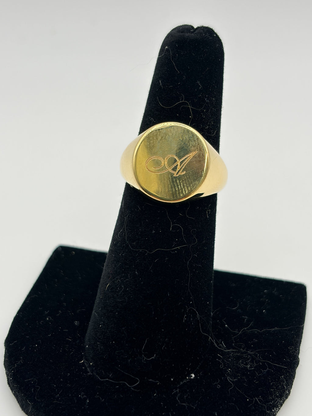 BRY Gold Initial A Signet Ring Script A Engraved Initial - Image 4