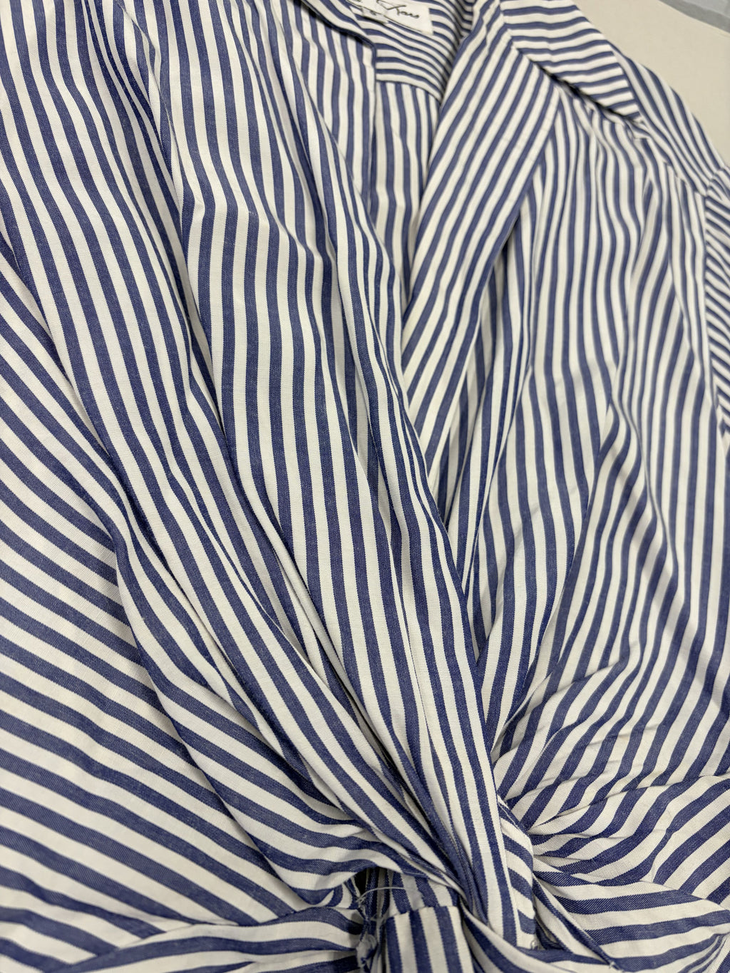 Byron Lars New York Blue White Stripe Twist Front Shirt Dress Size 8 Women's - Image 2