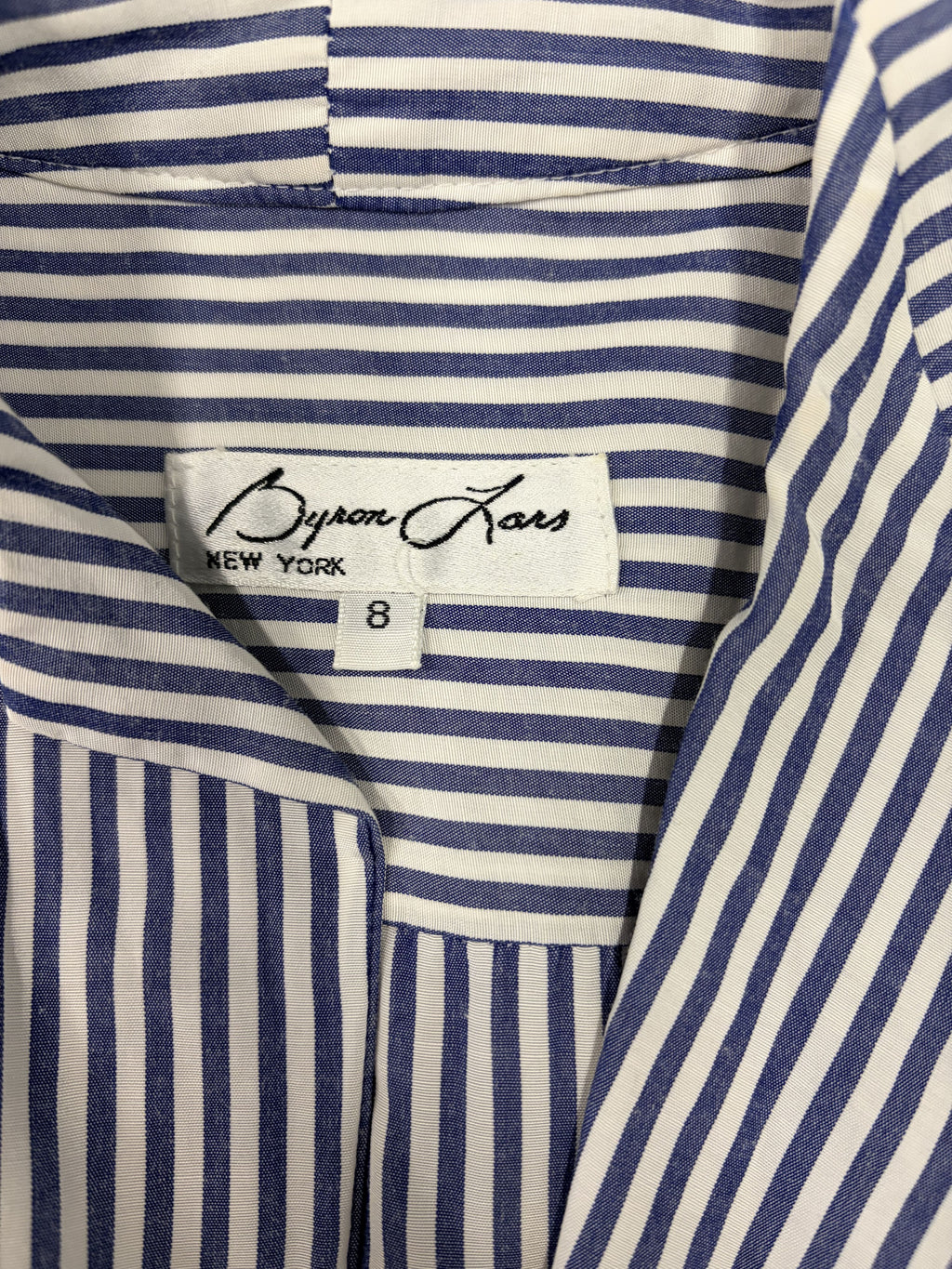 Byron Lars New York Blue White Stripe Twist Front Shirt Dress Size 8 Women's - Image 3