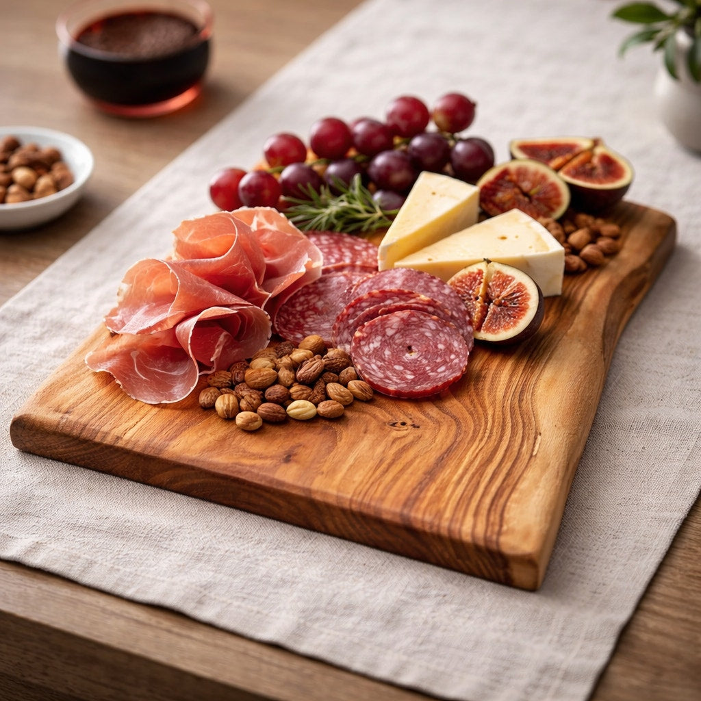 Ash Charcuterie Board for Stylish Serving, 17x12x1, food safe finish, functional kitchen decor, handmade in USA