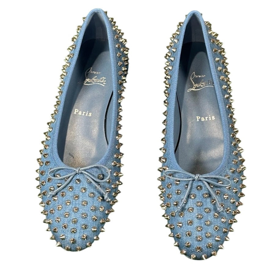 Christian Louboutin Sweetie Jane Spikes Denim Ballet Flats 40.5 NIB