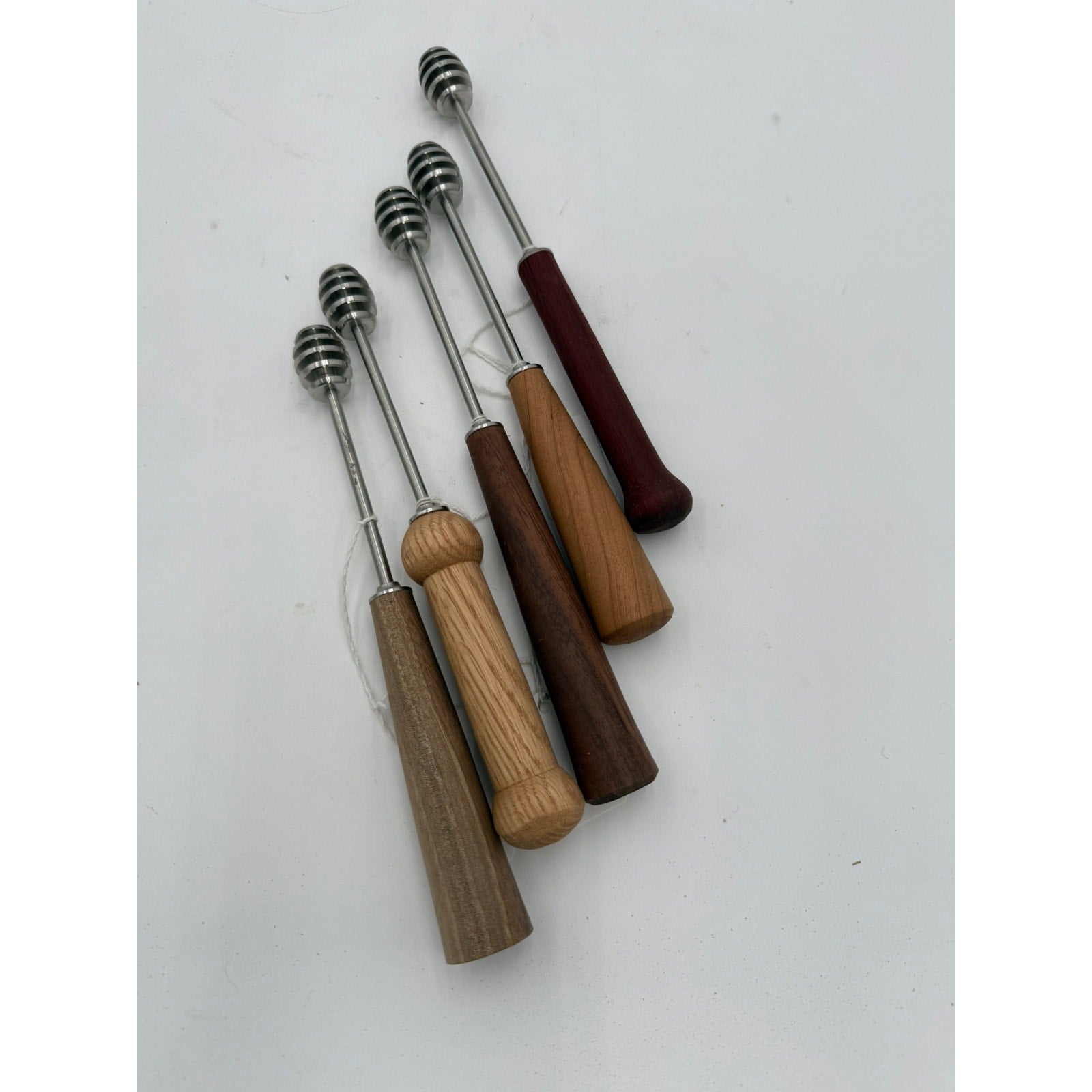 Handmade Wood Handle Honey Dipper Spoon, stainless steel head, food safe finish, walnut oak cherry olive options