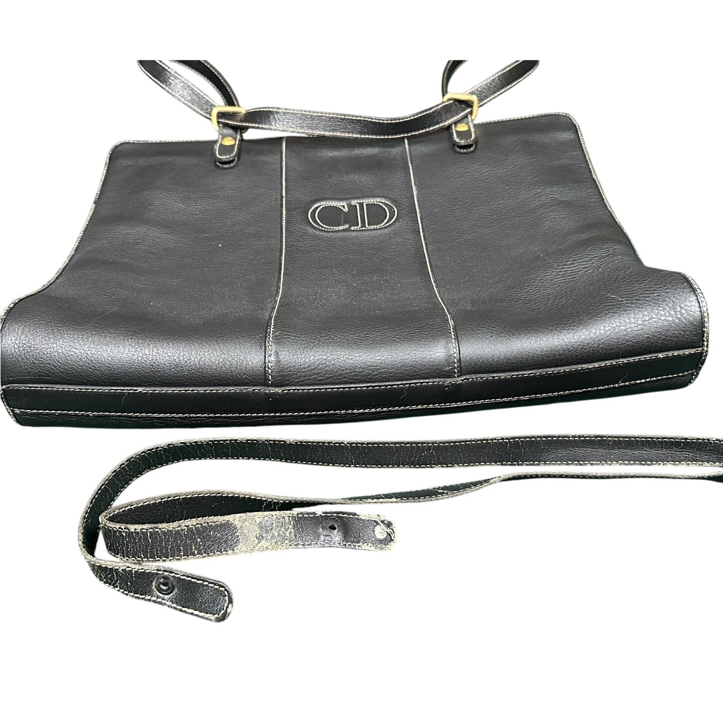 Christian Dior Vintage Black Leather Shoulder Bag