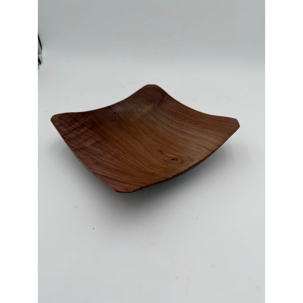 Hand Turned Walnut Square Bowl 8x8x2 for Home Decor, handmade wood bowl, unique centerpiece, functional catchall