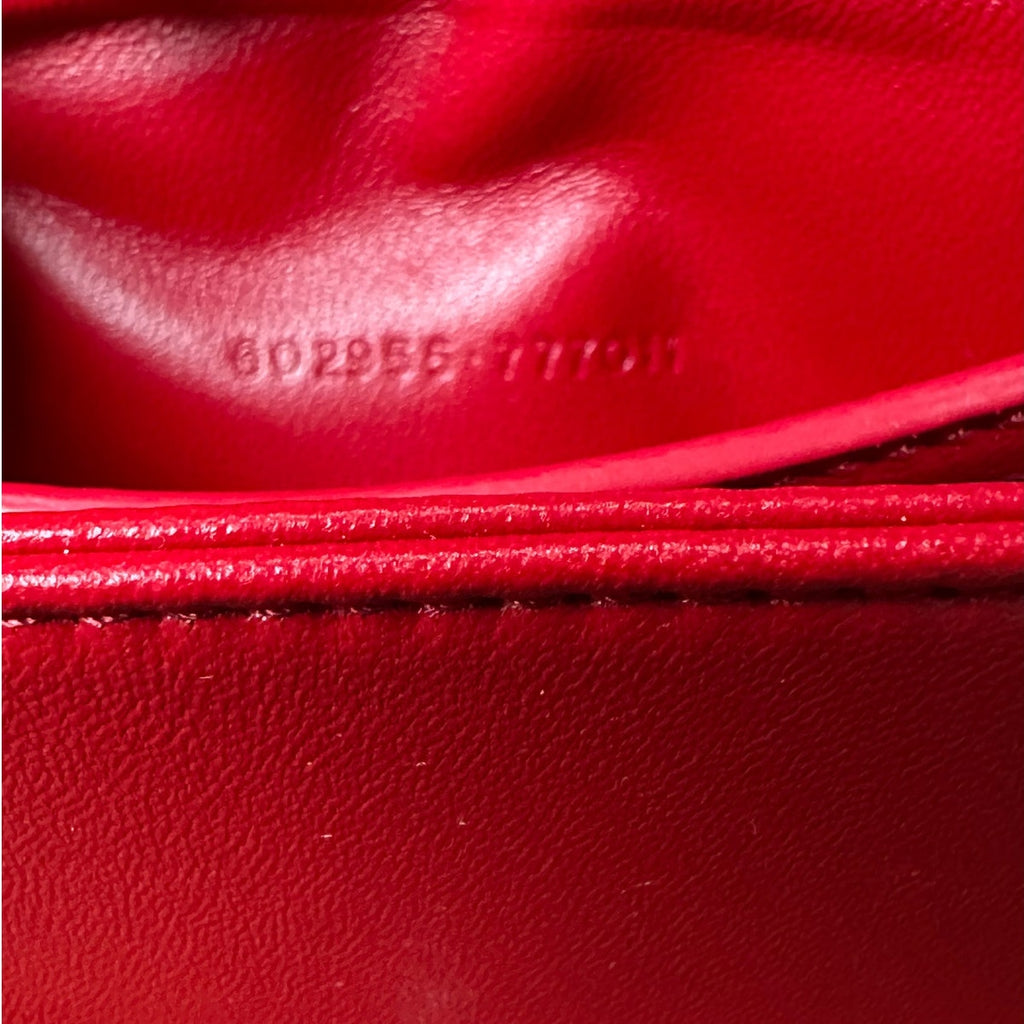 Alexander McQueen Small Seal Bag Blood Red Silver NWT