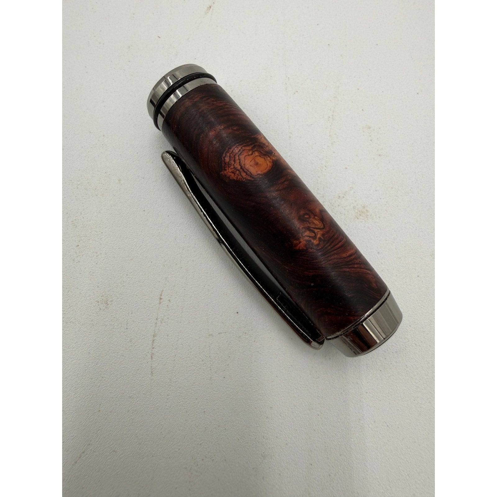 Hand Turned Honduran Rosewood Burl Pen, black titanium hardware, rollerball ink, handcrafted gift, executive writing pen