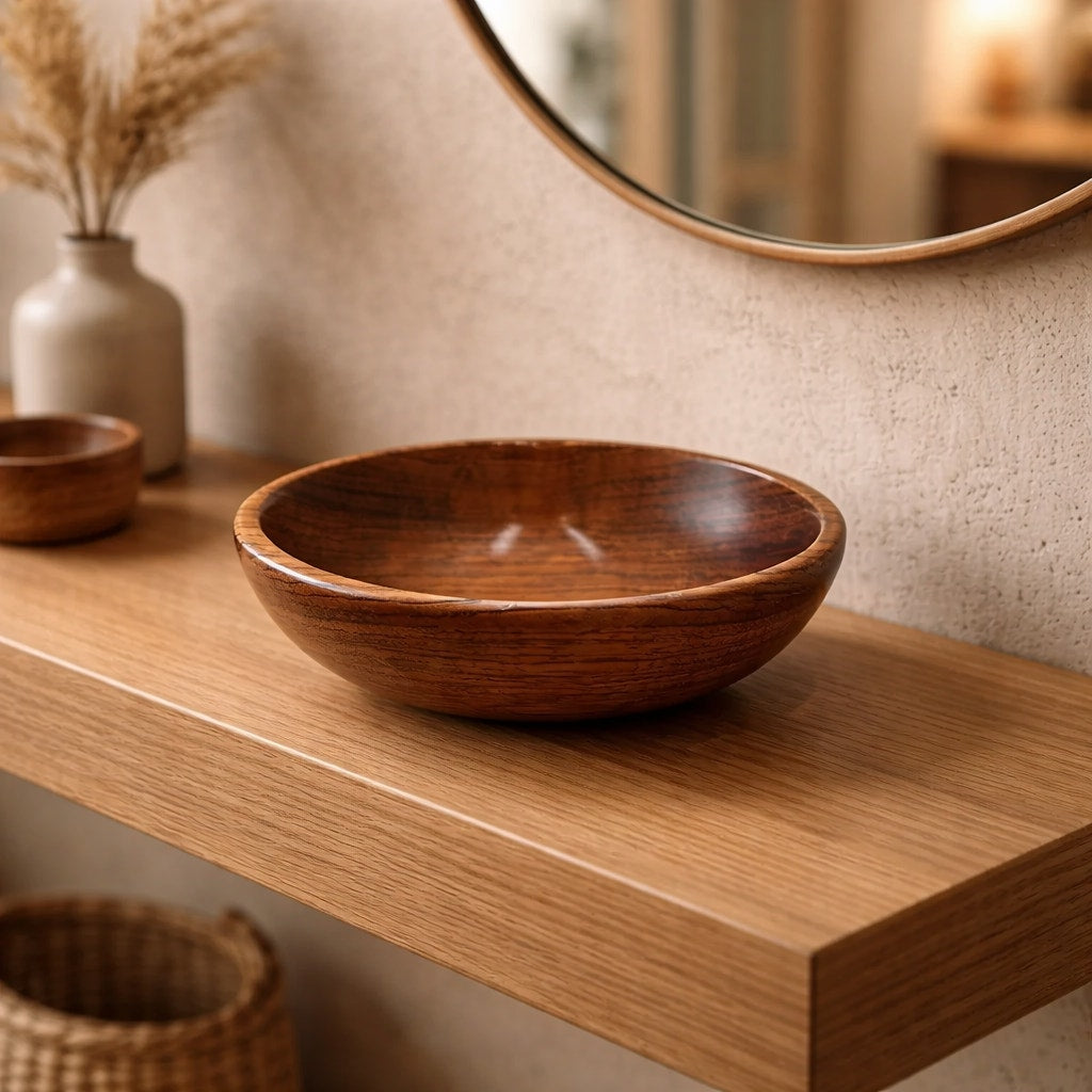 Small Bubinga Serving and Catchall Bowl, food safe finish, handmade woodturning, desk or entry dish, 5 x 1.75 in