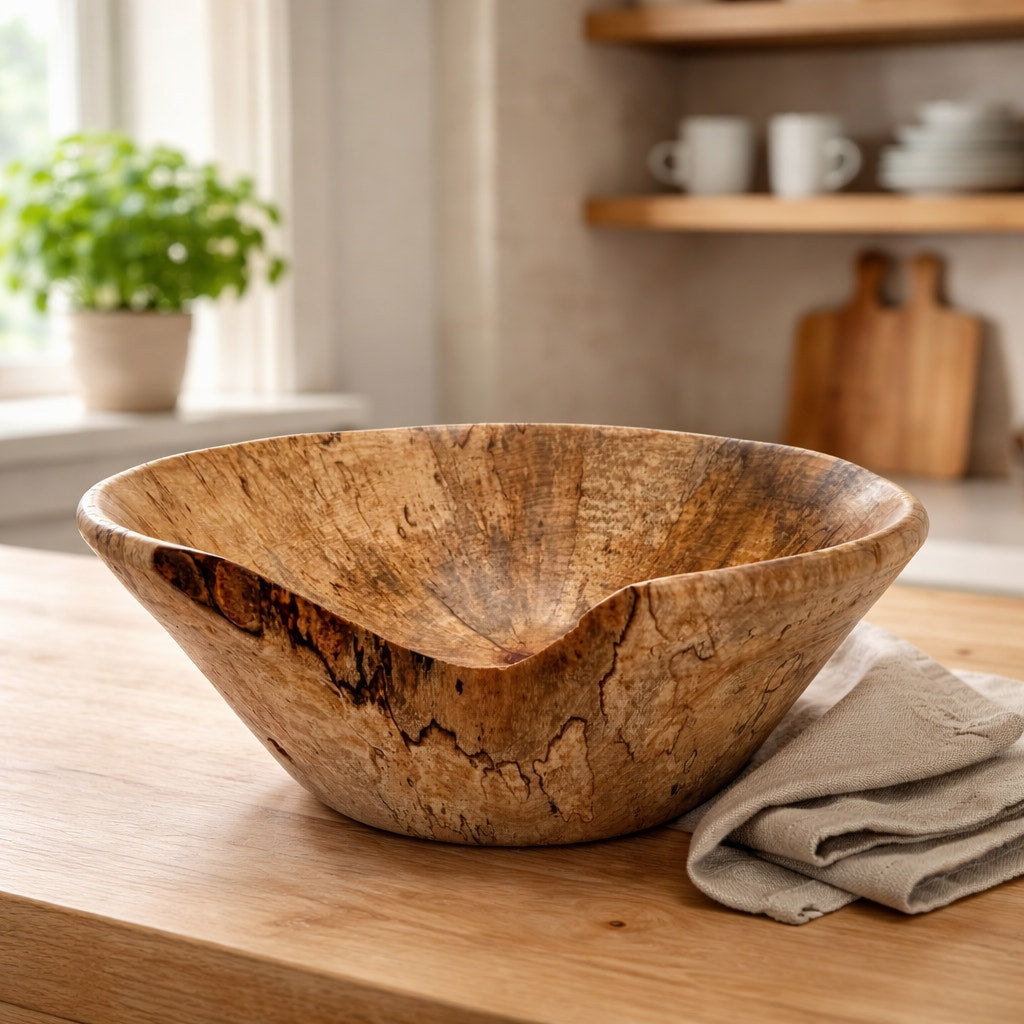Rustic Modern Spalted Maple Wood Bowl, hand turned, 6.25 x 3.25 dimensions, food safe, decorative and practical