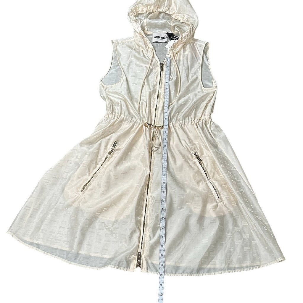 Miu Miu Nylon Hooded Mini Dress Vest Utility Style Size 36 NWT