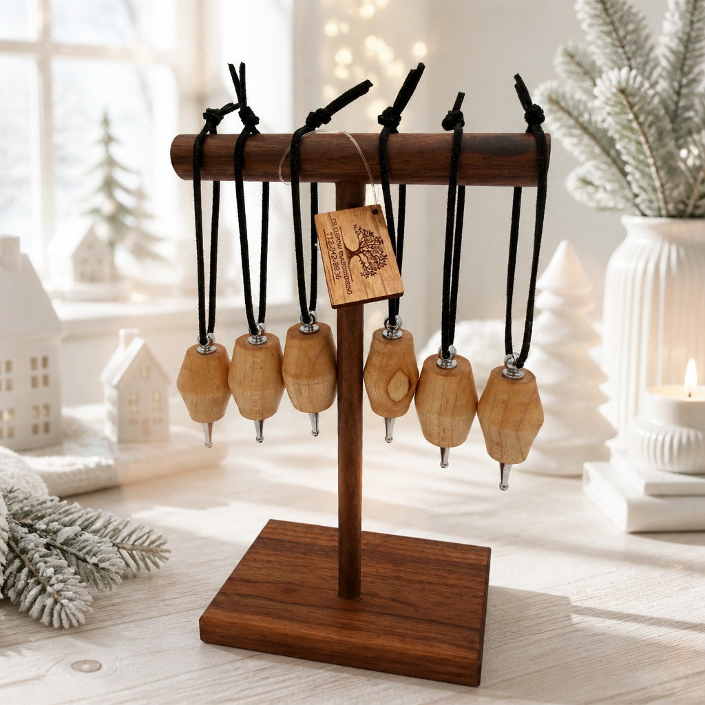 Hand Turned Maple Christmas Ornaments, Set of 6, 2.5 Inch, One of a Kind, SKU 1381