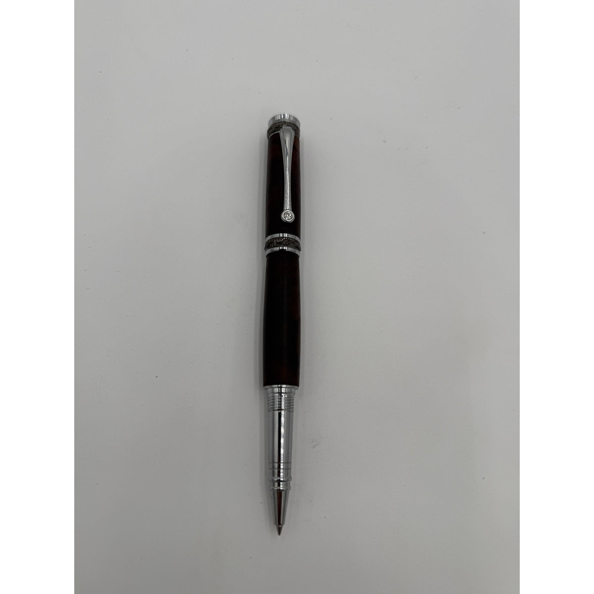 Custom Walnut Burl Rollerball Pen, Majestic Junior, Silver Hardware, Handcrafted Writing Gift
