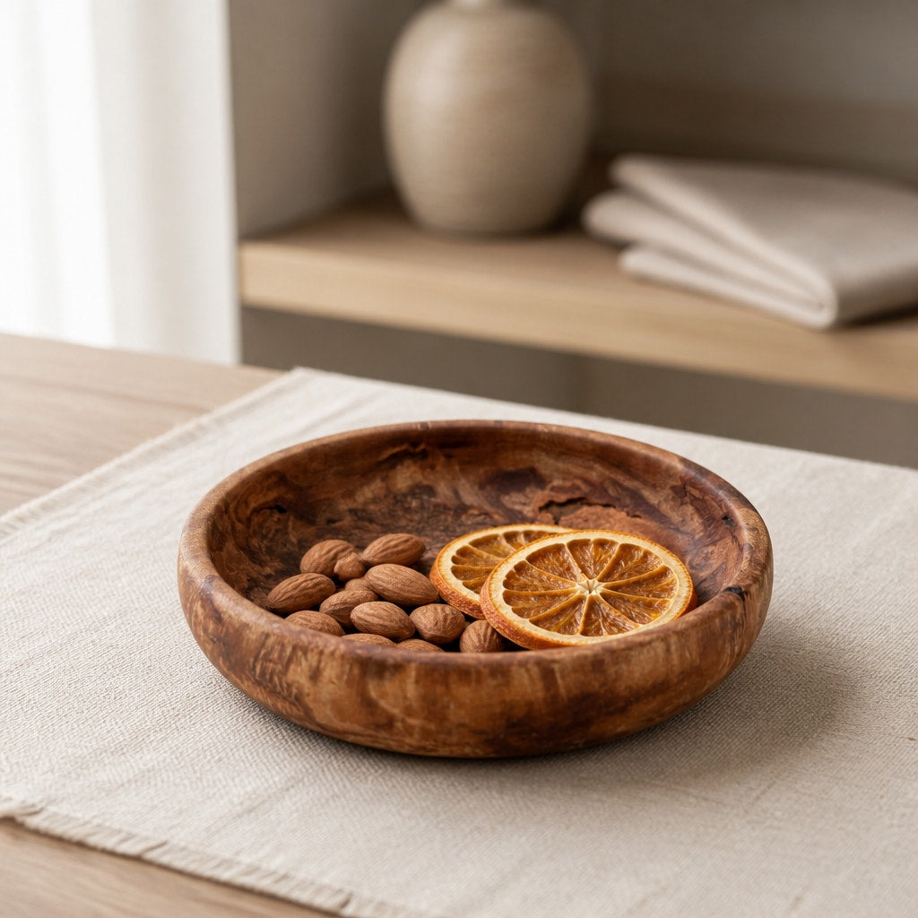 Lamtoro Burl Hand Turned Wood Bowl, 7x2 size, food safe finish, small catchall dish, artisan made, one of a kind