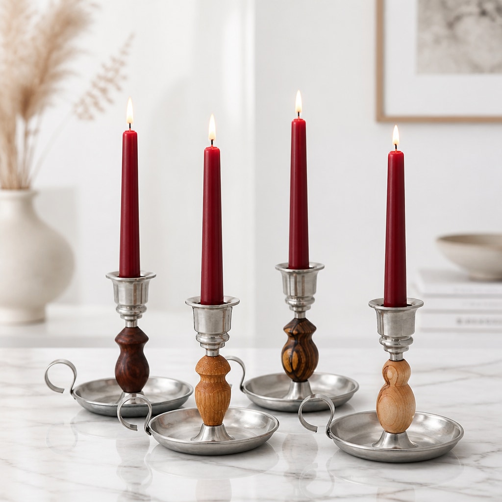 Hand Turned Wood Candle Holder, Brushed Satin Finish, 4 x 4 Inch, Hand Crafted