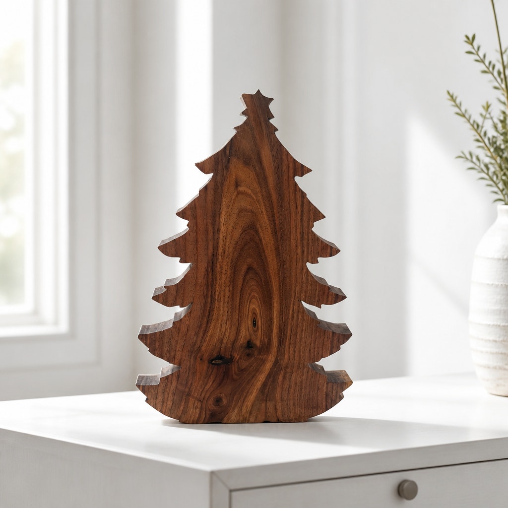 Christmas Tree Shaped Charcuterie Board, Walnut and Spalted Hickory, Hand Crafted, 12.5x8.5