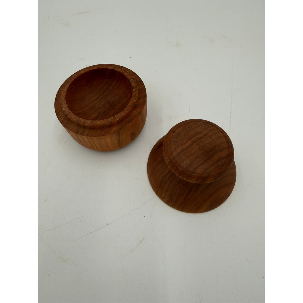 Hand Turned Cherry Wooden Lidded Box for Home, catchall bowl, jewelry or key holder, salt cellar, small storage, one of a kind