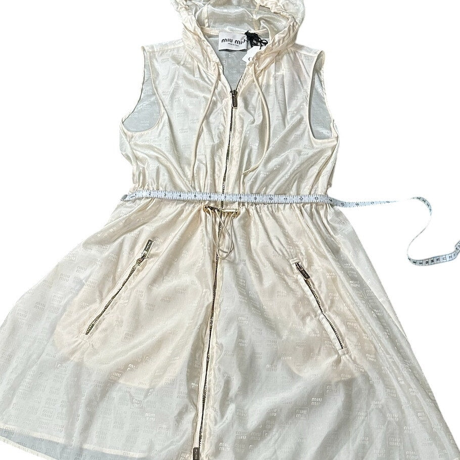 Miu Miu Nylon Hooded Mini Dress Vest Utility Style Size 36 NWT