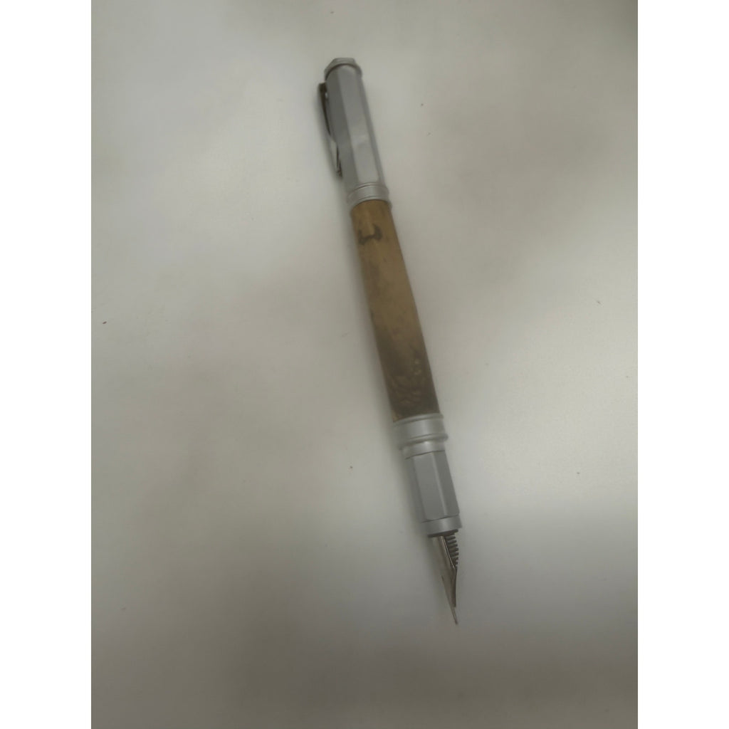 Vertex Fountain Pen in Spalted Tamarind, Hand Turned Barrel, Ink Pump, Cartridge, SKU 1469
