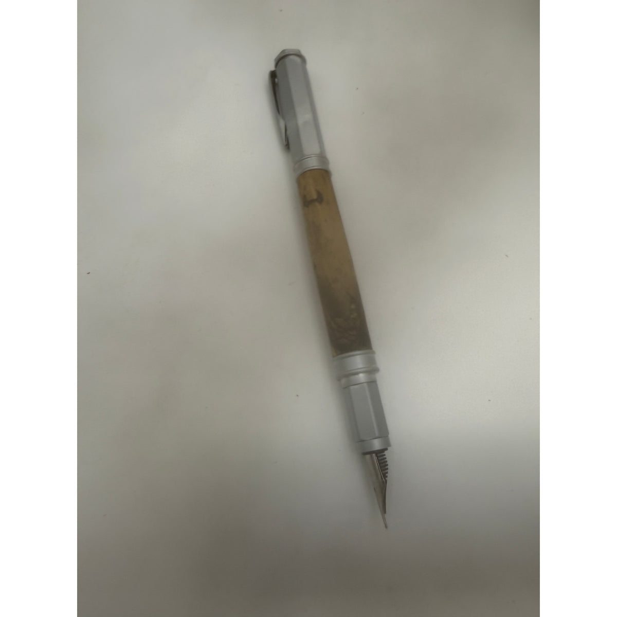Vertex Fountain Pen in Spalted Tamarind, Hand Turned Barrel, Ink Pump, Cartridge, SKU 1469