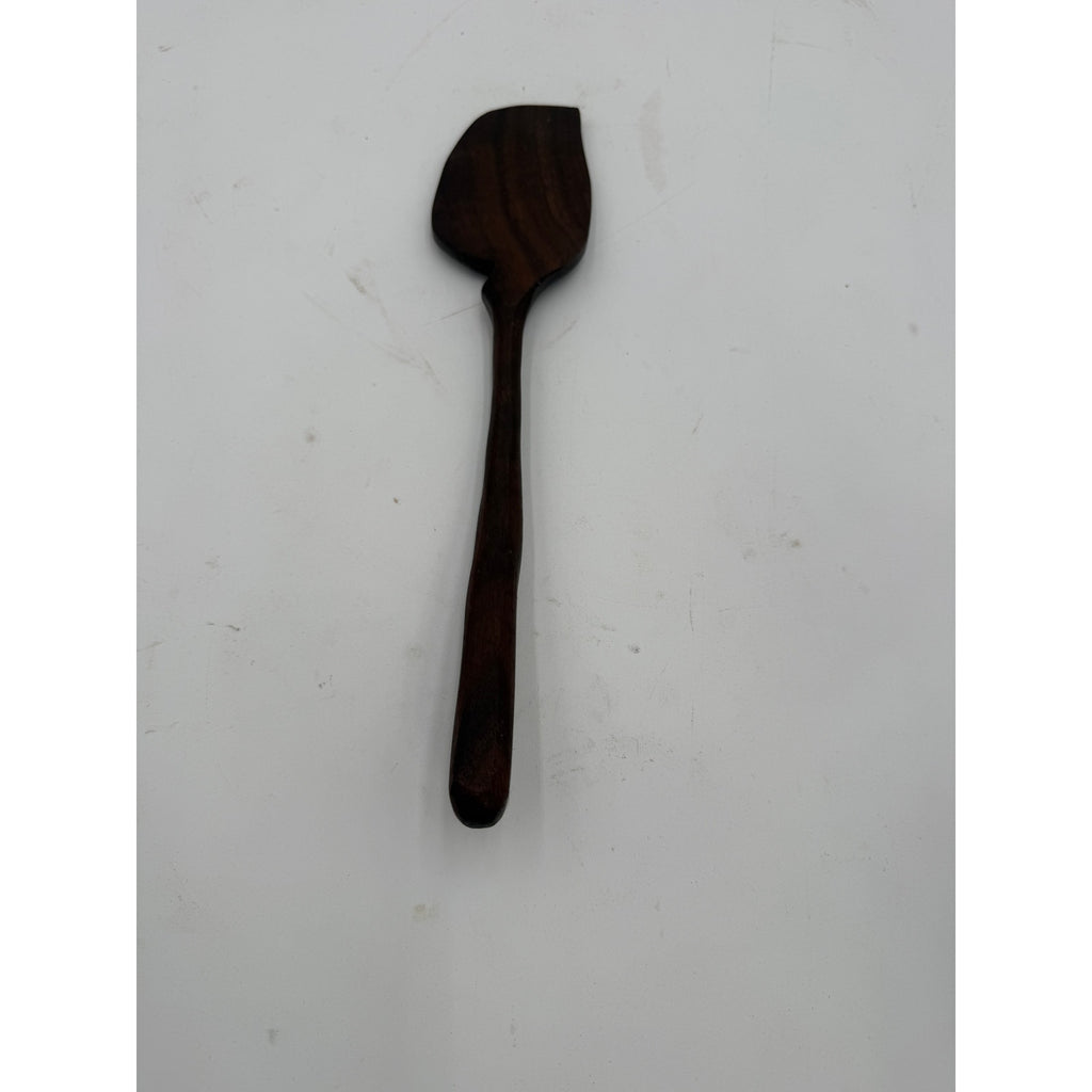 Handmade Walnut Scraping Spoon 12 Inch, food safe finish, ergonomic handle, gentle on nonstick, artisan kitchen tool