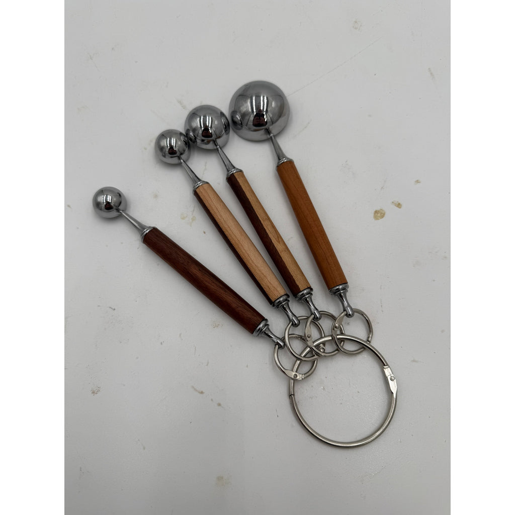 Handcrafted Wooden Measuring Spoons, Set of 4, Lacewood Handles, Tbsp to 1/4 Tsp, SKU 1423